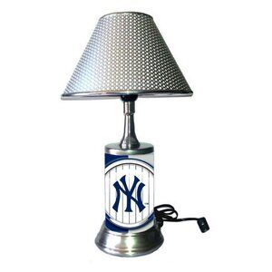 NY New York Yankees table lamp with chrome finish shade, desk lamp